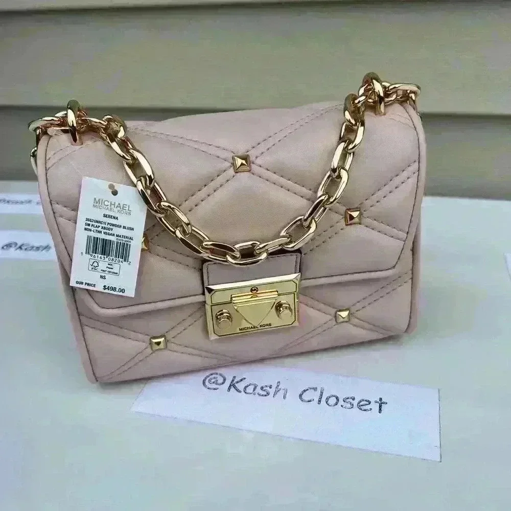 Michael Kors Crossbody Serena Small Flap Shoulder Bag Purse Powder Blush